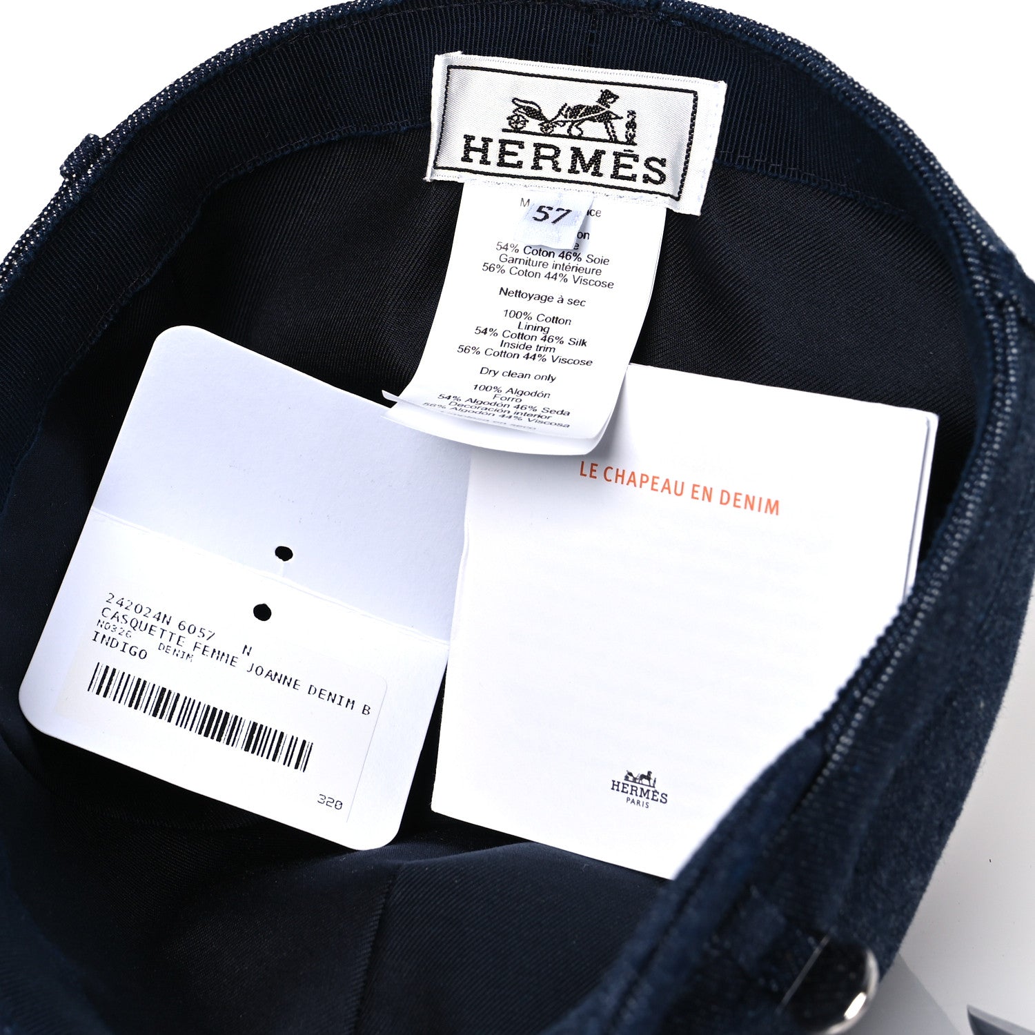 Hermes Denim Joanne Cap Hat 57 Indigo 8 of 13
