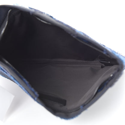Christian Dior Canvas Embroidered Camouflage Medium Diordouble Zip Pouch Blue 5 of 9