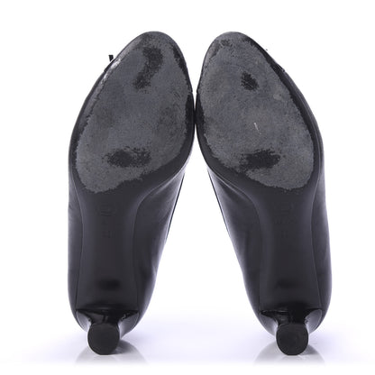 Chanel Lambskin Patent CC Cap Toe Pumps 38 Black 5 of 9