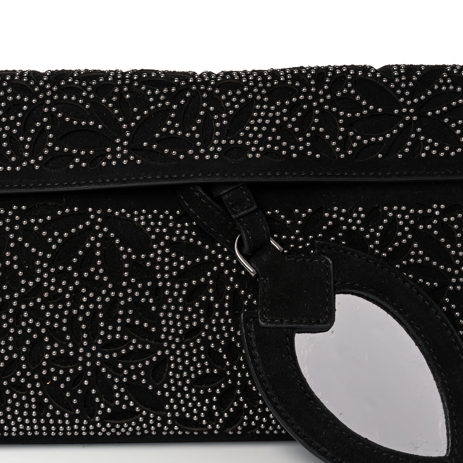 Alaia Suede Studded Foldover Clutch Black 7 of 10