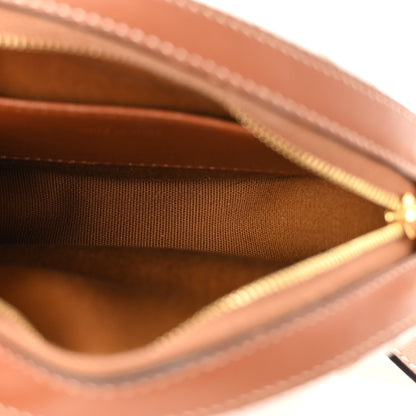 Celine Lambskin Triomphe Canvas Round Purse On Strap White Tan 4 of 8