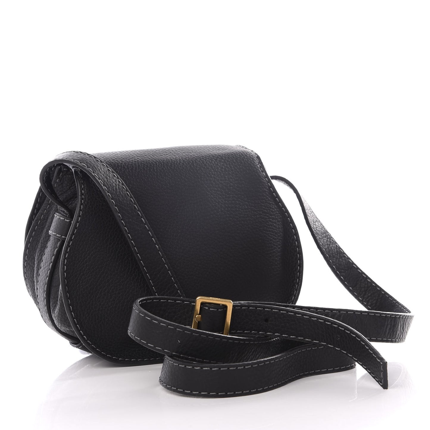 Calfskin Mini Marcie Round Crossbody Bag Black