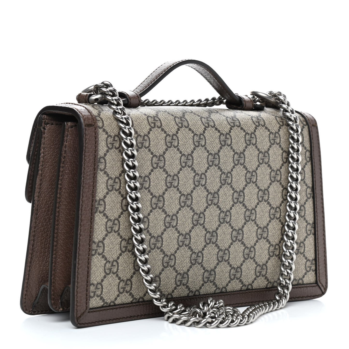 GG Supreme Monogram Textured Dollar Calfskin Top Handle Dionysus Shoulder Bag Beige Ebony New Acero