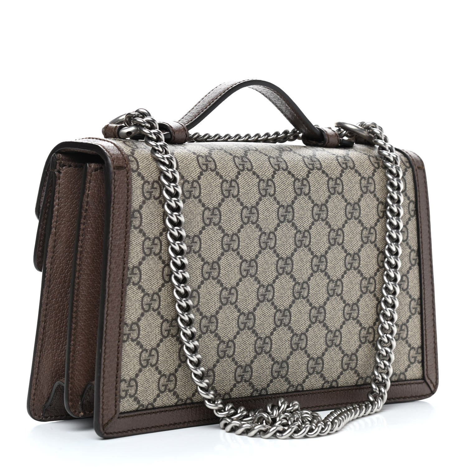 Gucci GG Supreme Monogram Textured Dollar Calfskin Top Handle Dionysus Shoulder Bag Beige Ebony New Acero 3 of 9