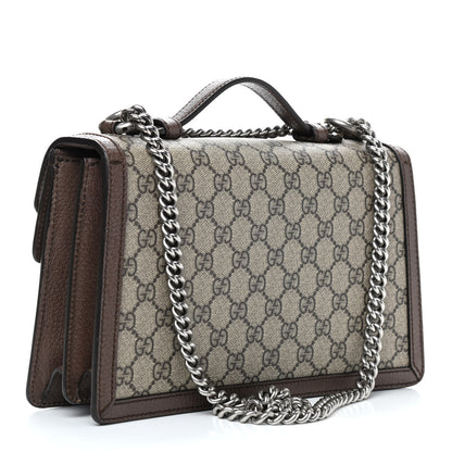 Gucci GG Supreme Monogram Textured Dollar Calfskin Top Handle Dionysus Shoulder Bag Beige Ebony New Acero 3 of 9