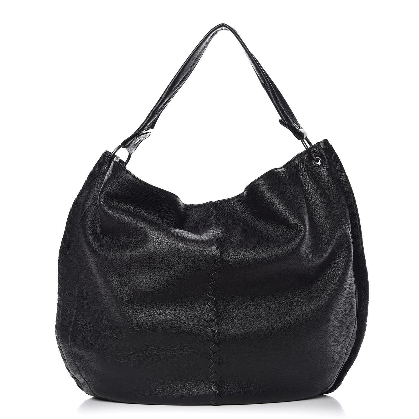 Waxed Cervo Deerskin Large Loop Hobo Black