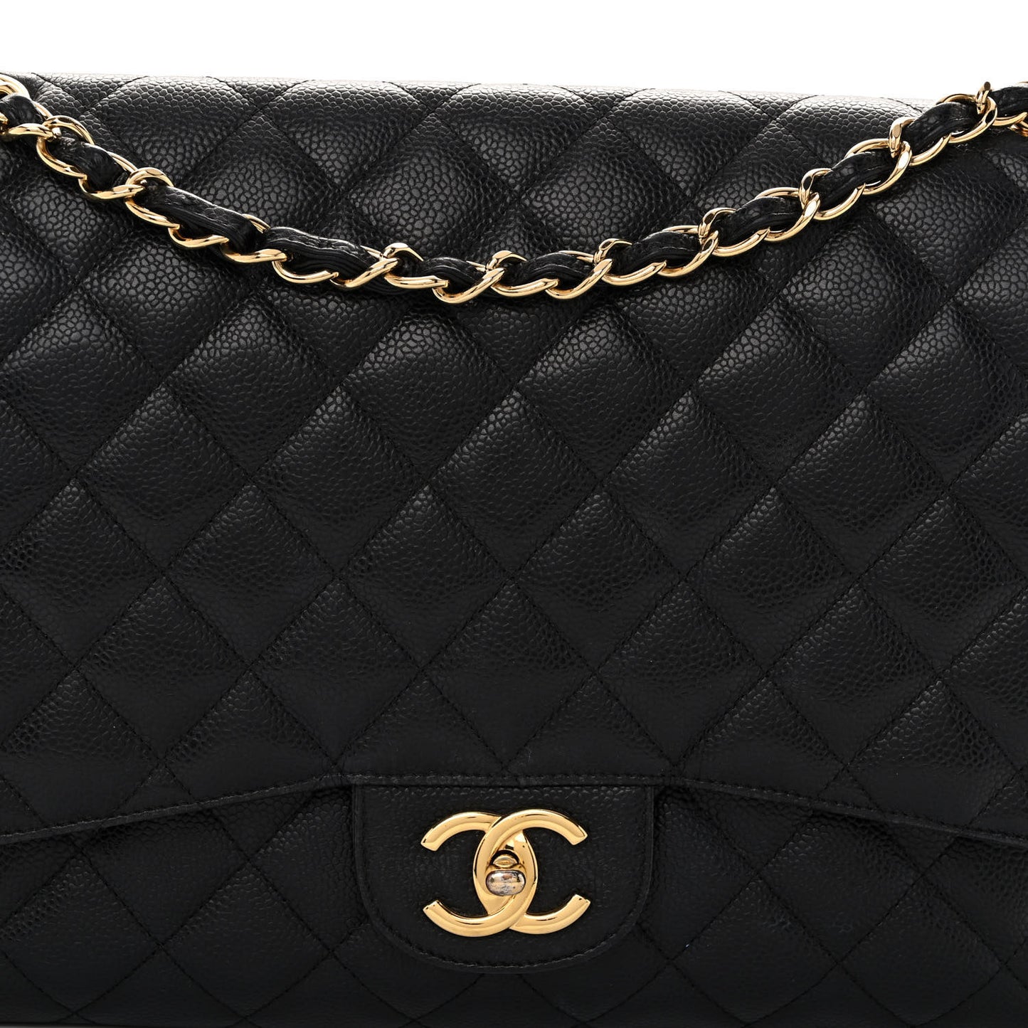 Caviar Quilted Maxi Double Flap Black