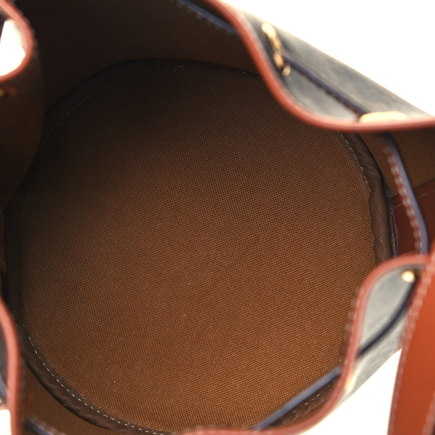 Celine Triomphe Canvas Calfskin Small Drawstring Bucket Bag Tan 5 of 9