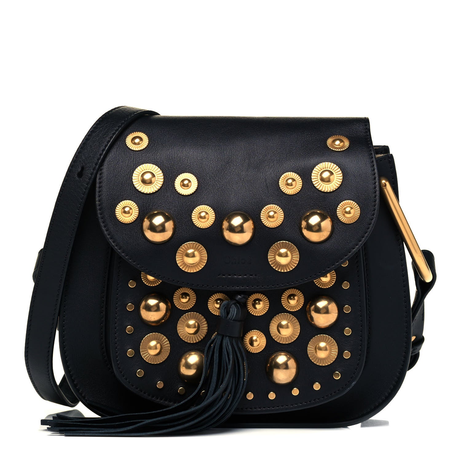 Chloe Calfskin Studded Small Hudson Shoulder Bag Black 1 of 8