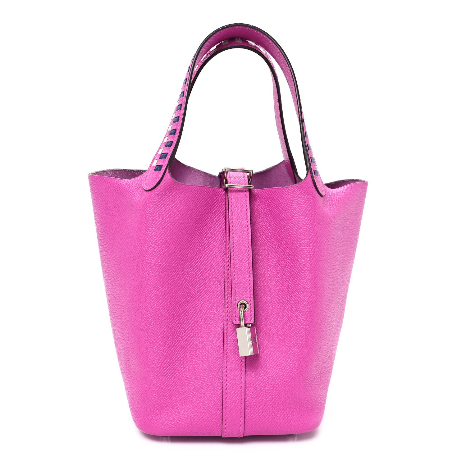 Hermes Epsom Tressage De Cuir Picotin Lock 18 PM Magnolia Bleu Saphir Craie 1 of 10