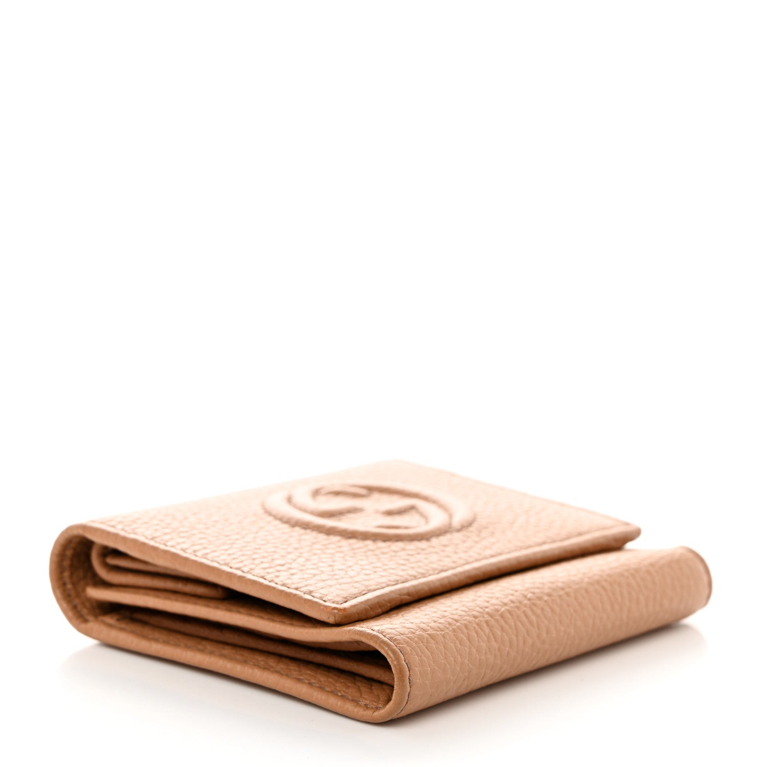 Gucci Pebbled Calfskin Soho Compact Flap Wallet Camelia 4 of 9