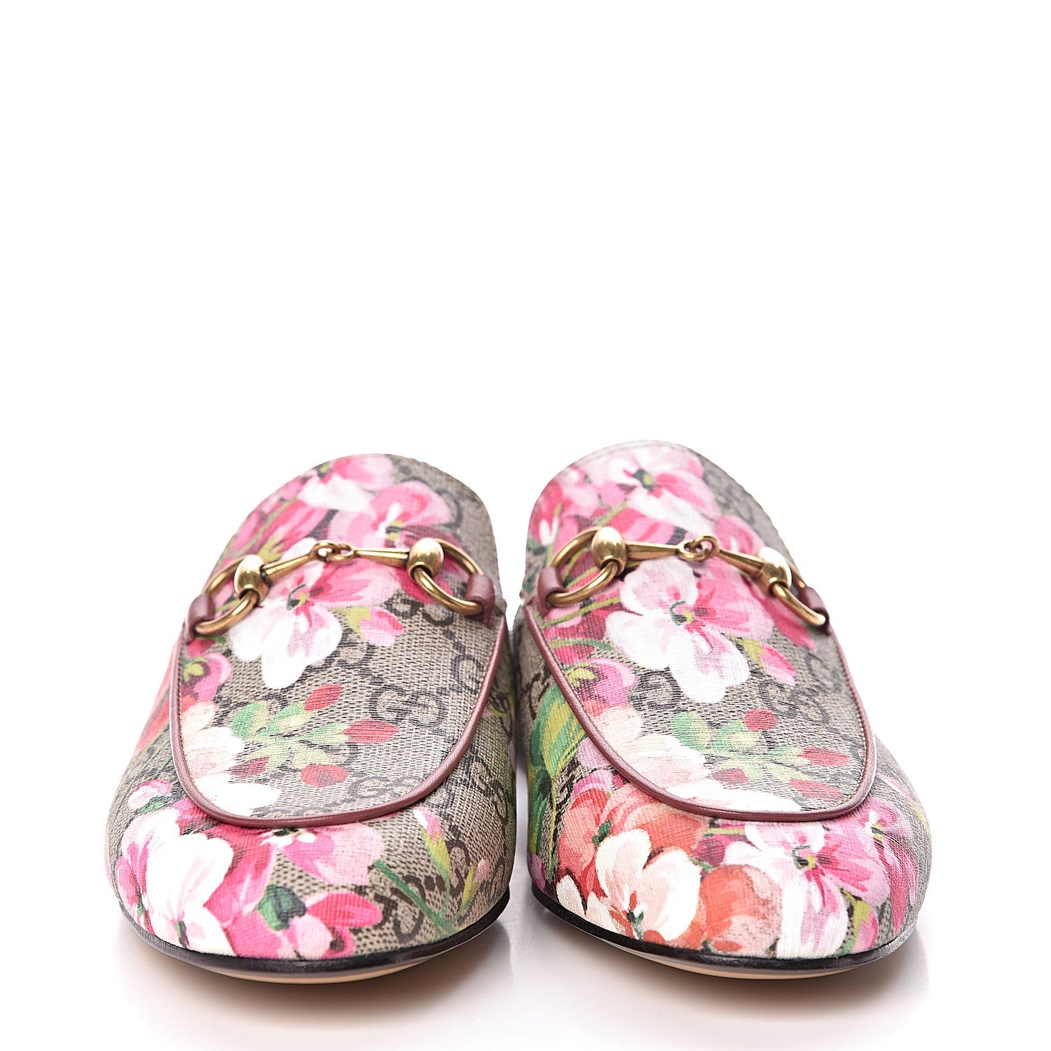 Gucci GG Supreme Monogram Blooms Womens Princetown Slippers 34 Beige Multicolor Dry Rose 2 of 10