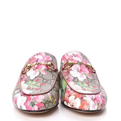 Gucci GG Supreme Monogram Blooms Womens Princetown Slippers 34 Beige Multicolor Dry Rose 2 of 10