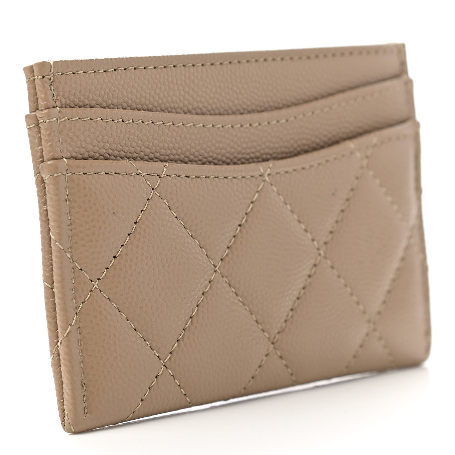 Chanel Caviar Quilted Card Holder Dark Beige 3 of 9
