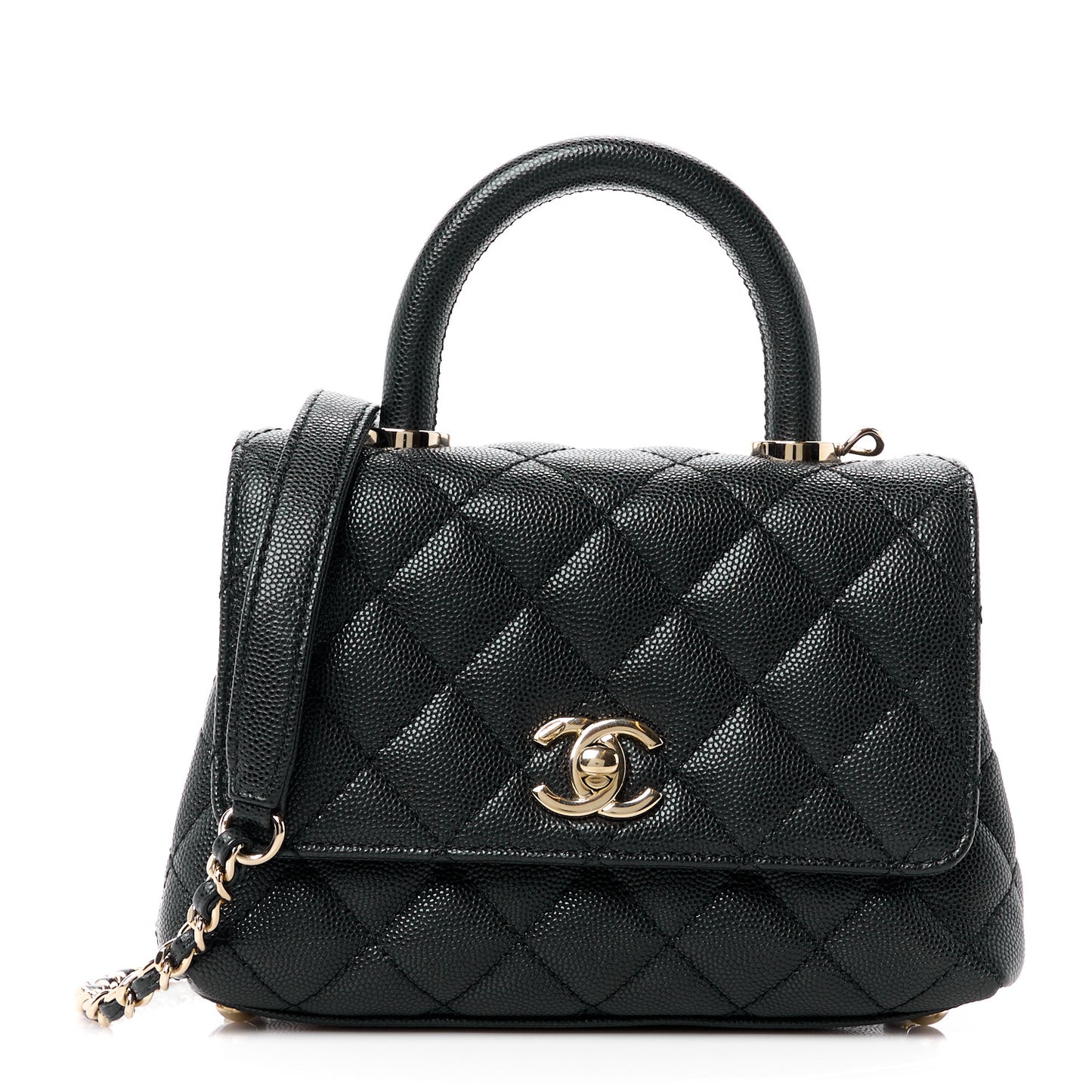 Caviar Quilted Extra Mini Coco Handle Flap Black