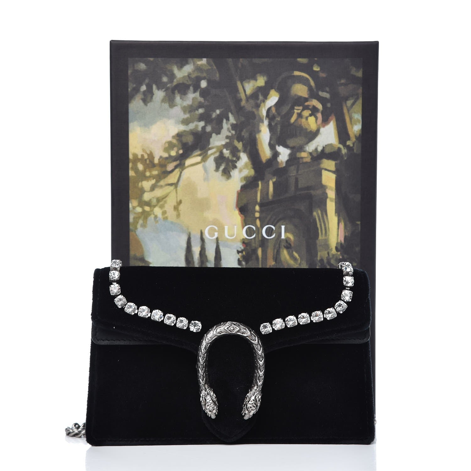 Gucci Velvet Crystal Super Mini Dionysus Shoulder Bag Black 7 of 7