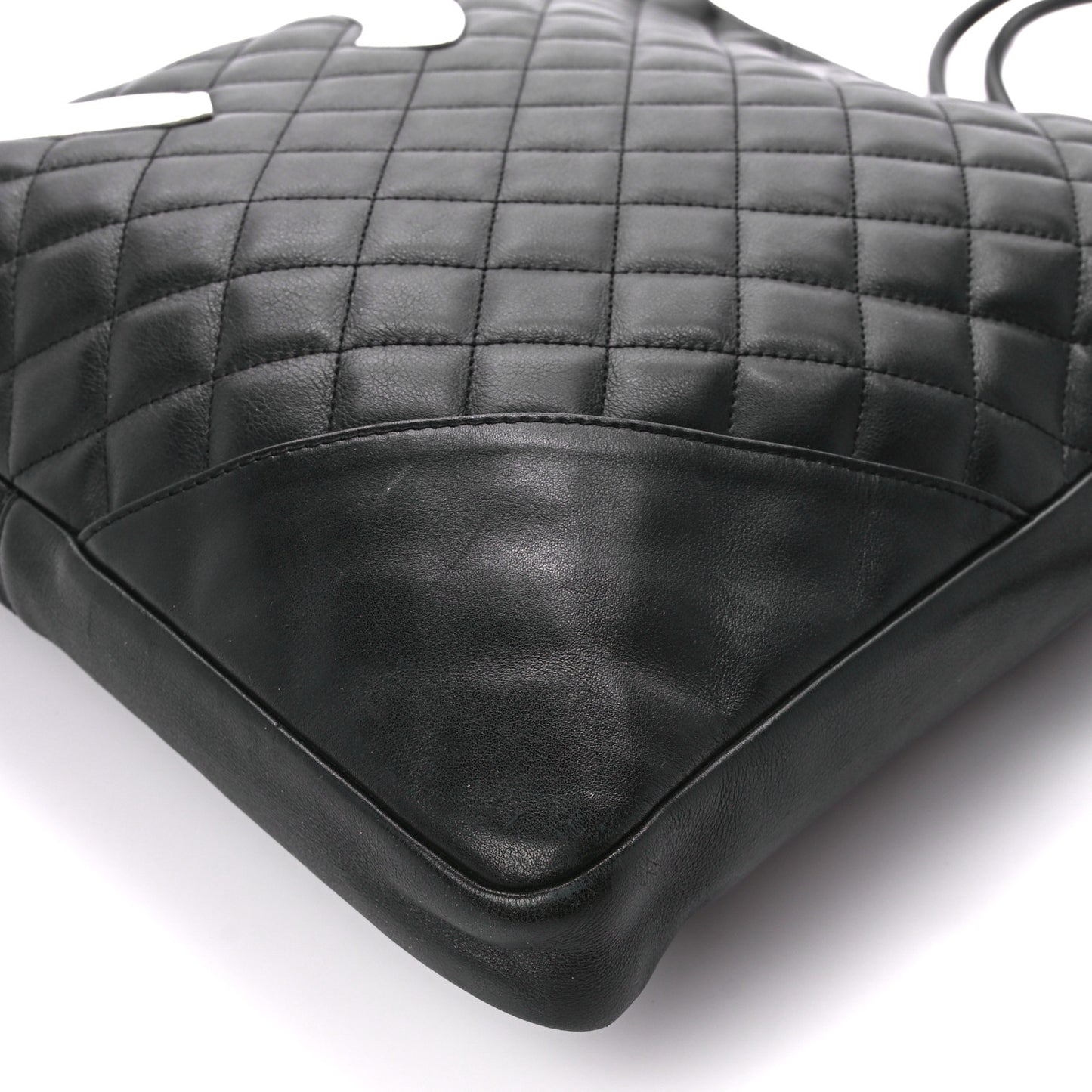 Calfskin Quilted Large Cambon Messenger Black White
