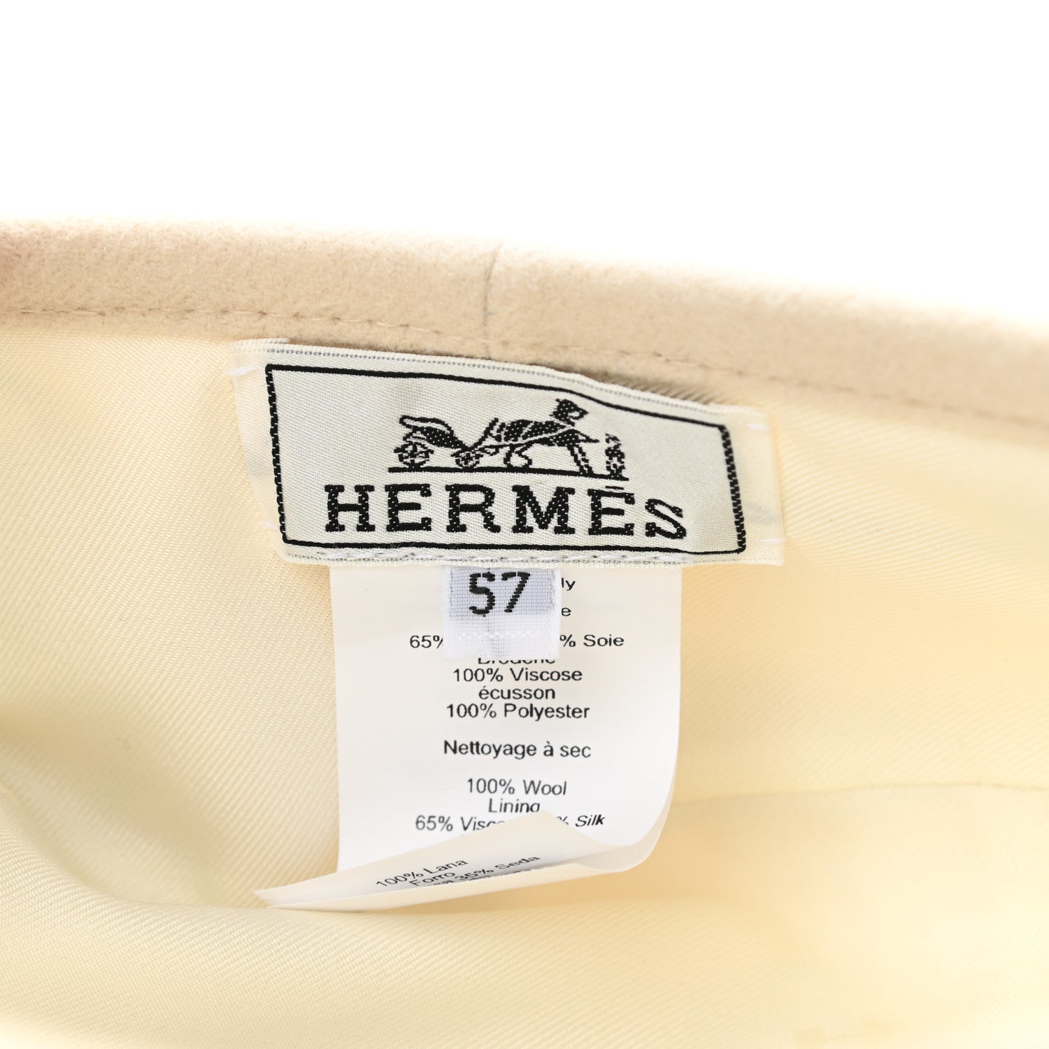Hermes Wool Embroidered Saint-Honore en Finesse Beret 57 White Casse 7 of 7