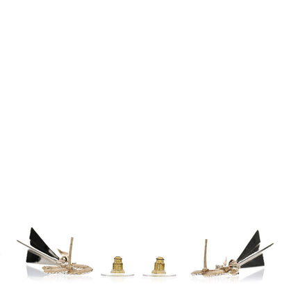 Chanel Crystal CC Star Drop Earrings Gold 3 of 4