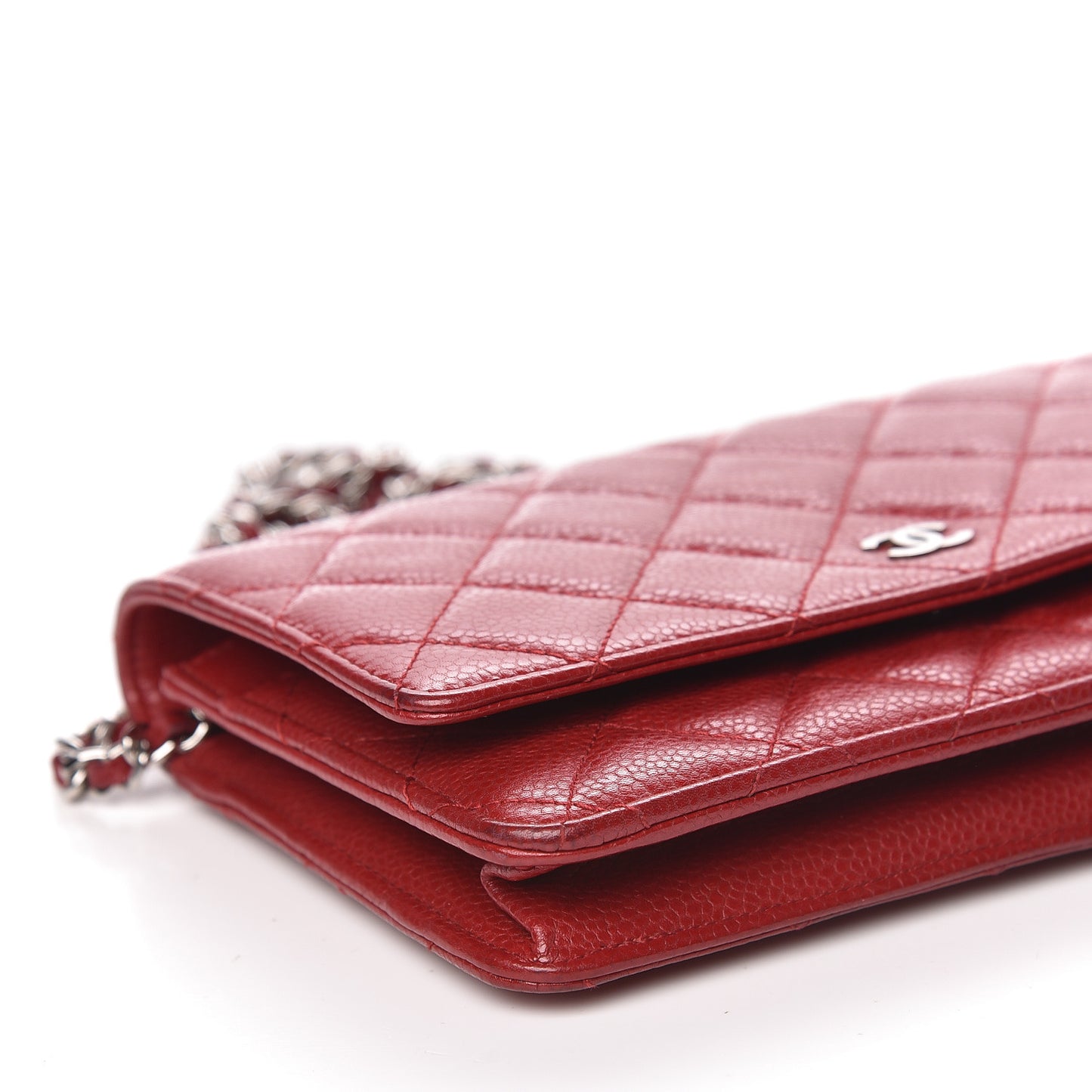 Caviar Quilted Wallet on Chain WOC Red