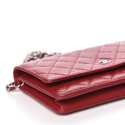 Chanel Caviar Quilted Wallet on Chain WOC Red 9 of 14