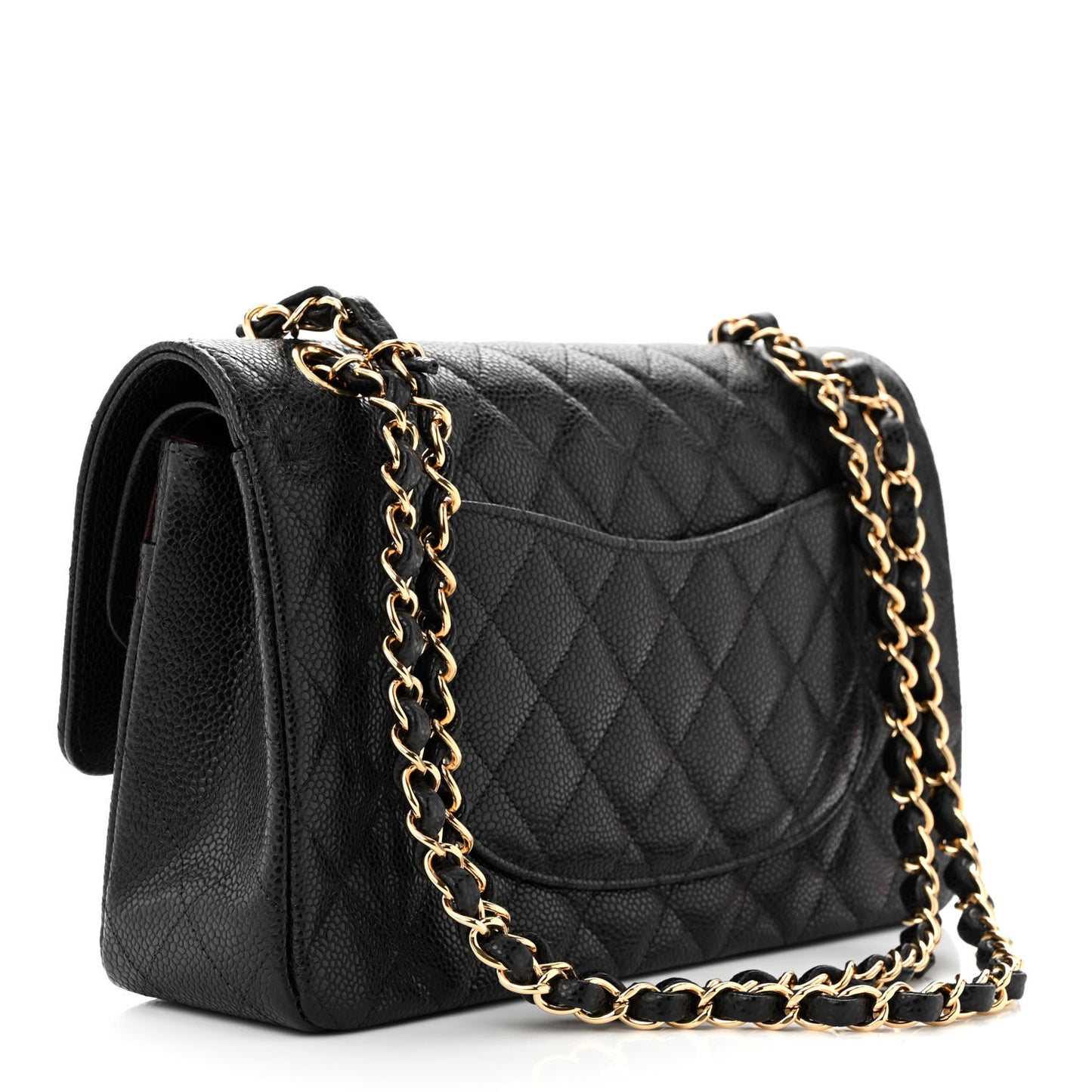 Caviar Quilted Medium Double Flap Black