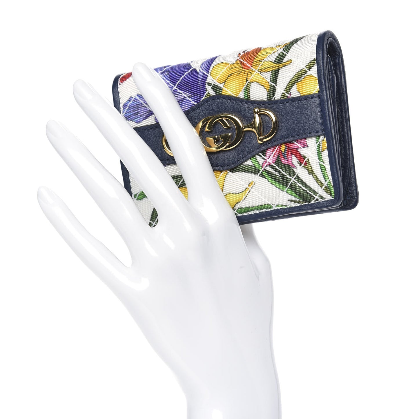 Canvas Flora Floral Trapuntata Zumi Card Case Wallet Great White Multicolor Blue Agata