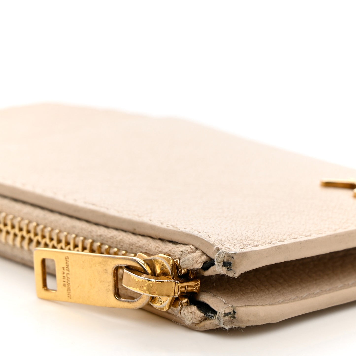 Grained Calfskin Monogram 5 Fragments Zip Pouch Card Holder Beige