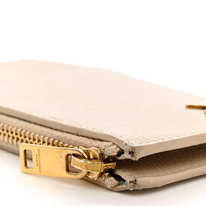 Saint Laurent Grained Calfskin Monogram 5 Fragments Zip Pouch Card Holder Beige 10 of 13