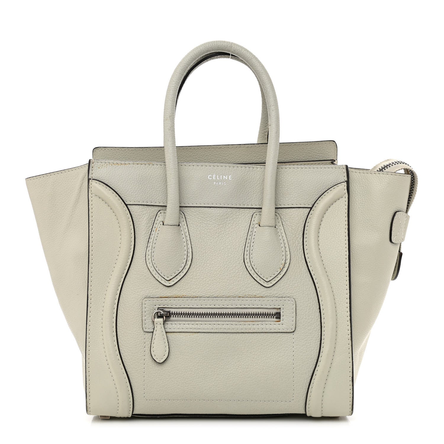 Celine Drummed Calfskin Micro Luggage Chalk 1 of 24