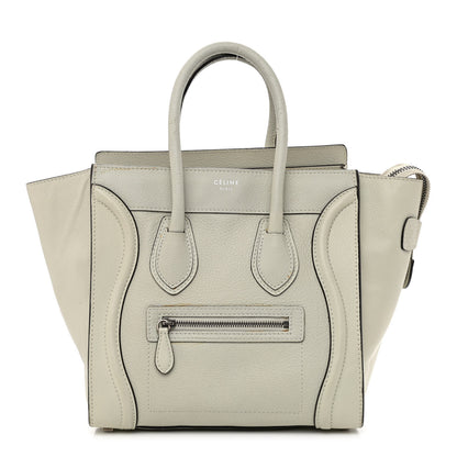 Celine Drummed Calfskin Micro Luggage Chalk 1 of 24
