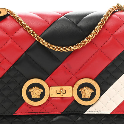 Versace Nappa Quilted Icon Stripe Crossbody Bag Black Red White 7 of 11