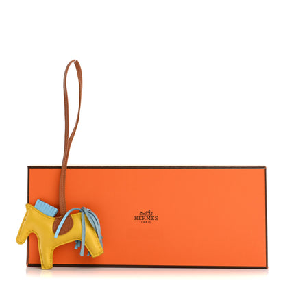 Hermes Milo Lambskin Grigri Rodeo Horse Bag Charm PM Jaune De Naples Celeste Gold 8 of 8