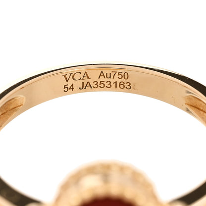 Van Cleef & Arpels 18K Yellow Gold Carnelian Diamond Vintage Alhambra Ring 54 7 5 of 6