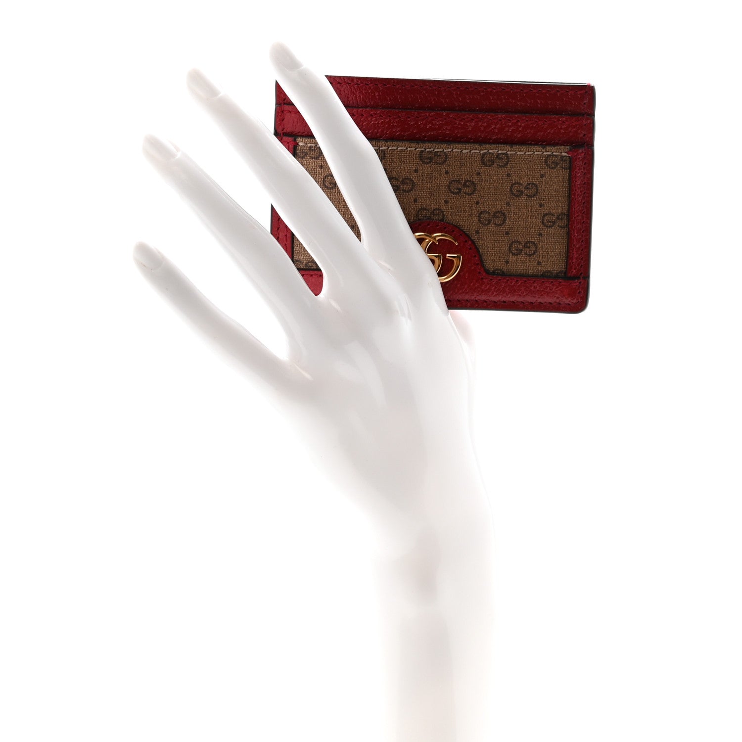 Gucci X DORAEMON Mini Vintage GG Supreme Monogram Card Holder Beige Cherry Red 2 of 6