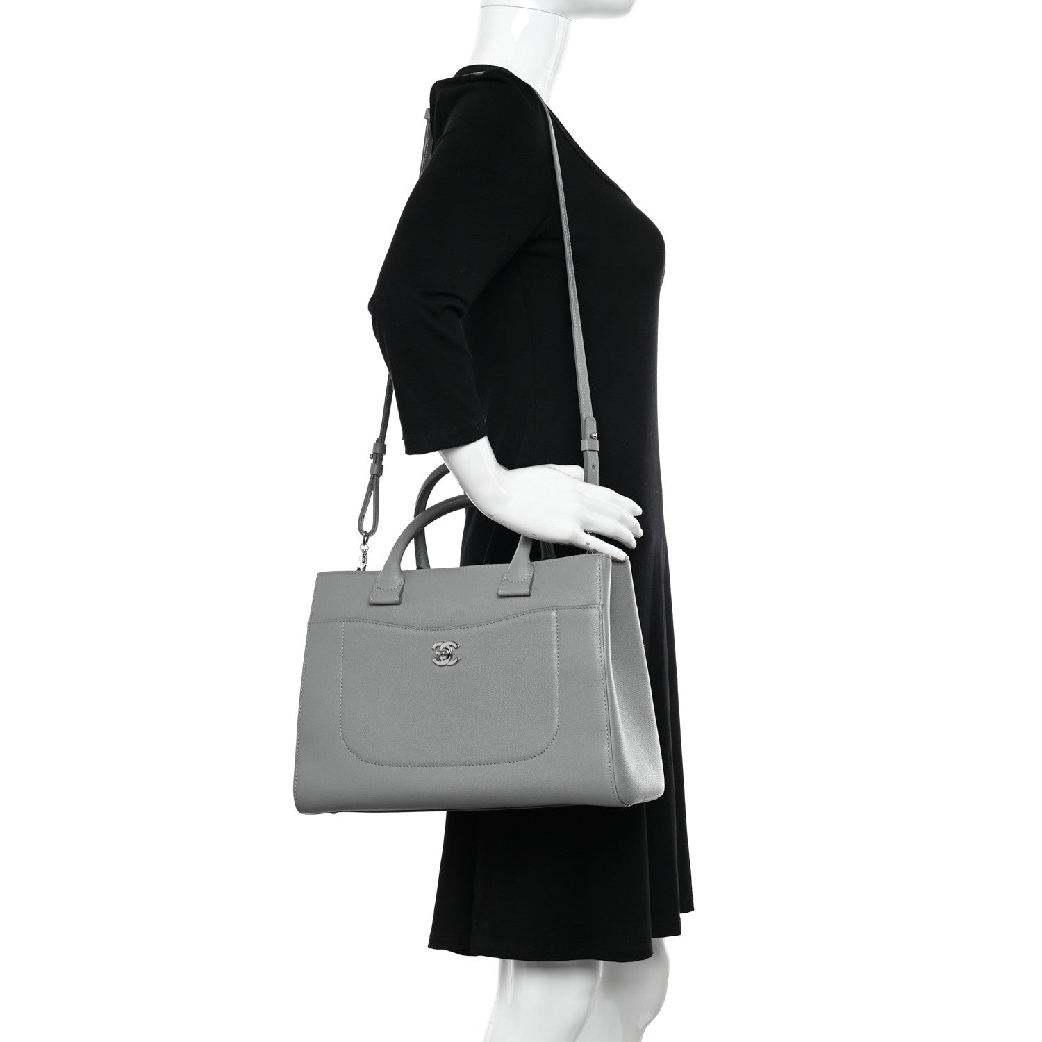 Chanel Grained Calfskin Small Neo Executive Shopper Tote Grey 2 of 10