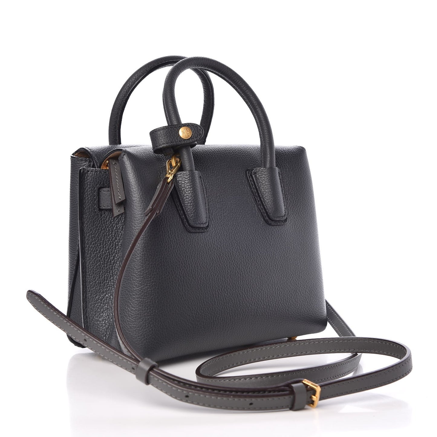Grained Calfskin Mini Milla Tote Phantom Grey
