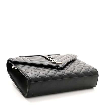 Saint Laurent Grain De Poudre Textured Mixed Matelasse Triquilt Medium Monogram Satchel Black 4 of 12