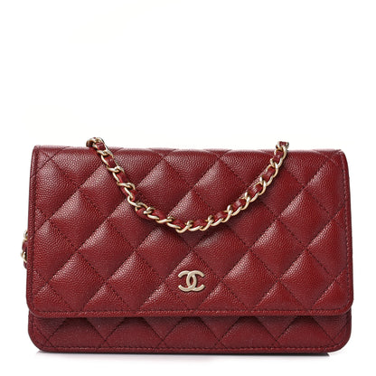 Chanel Caviar Quilted Wallet on Chain WOC Burgundy 1 of 10