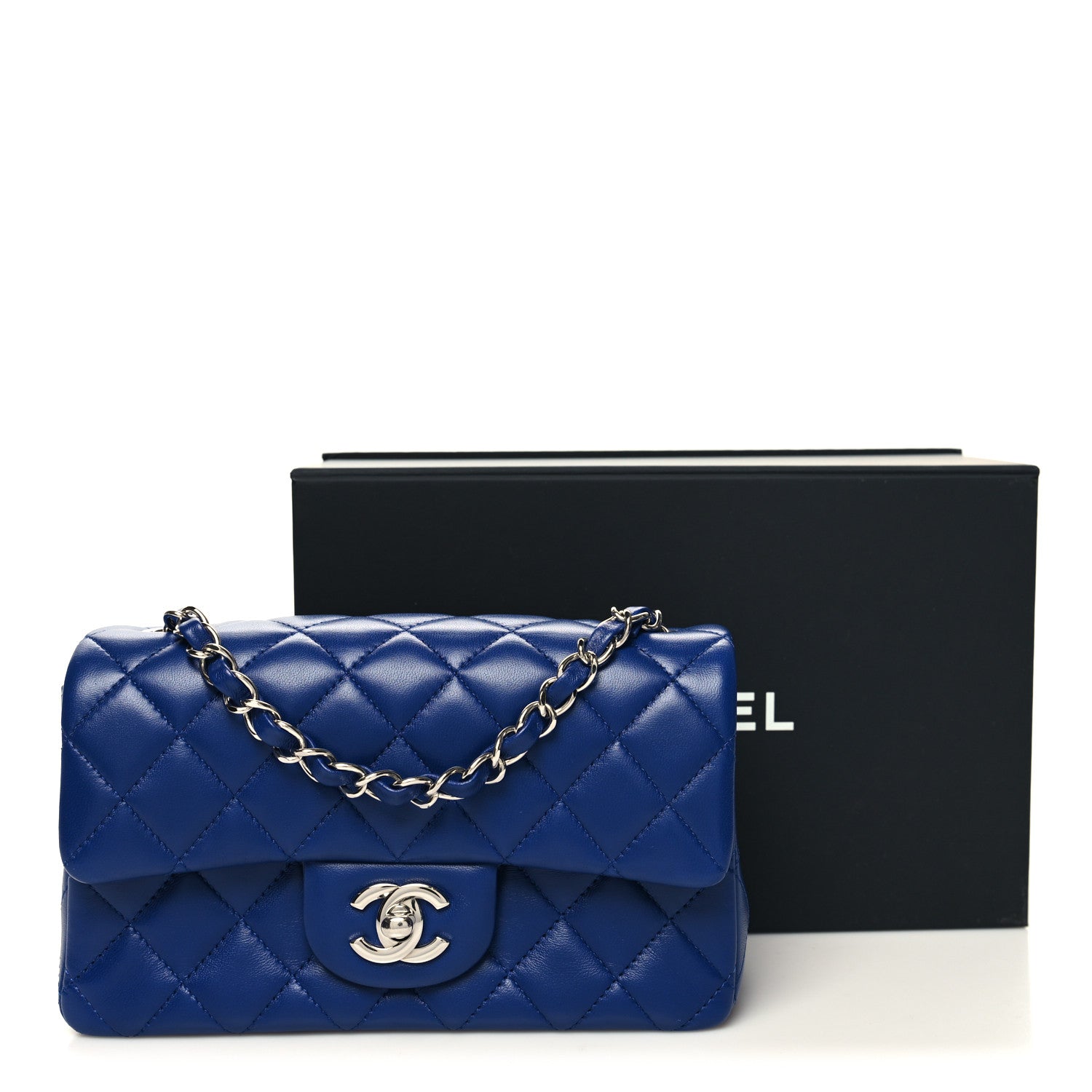 Chanel Lambskin Quilted Mini Rectangular Flap Royal Blue 11 of 11
