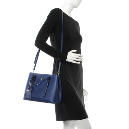 Prada Saffiano Cuir Small Double Handle Tote Inchiostro 3 of 11