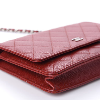 Chanel Caviar Quilted Wallet on Chain WOC Red 7 of 13