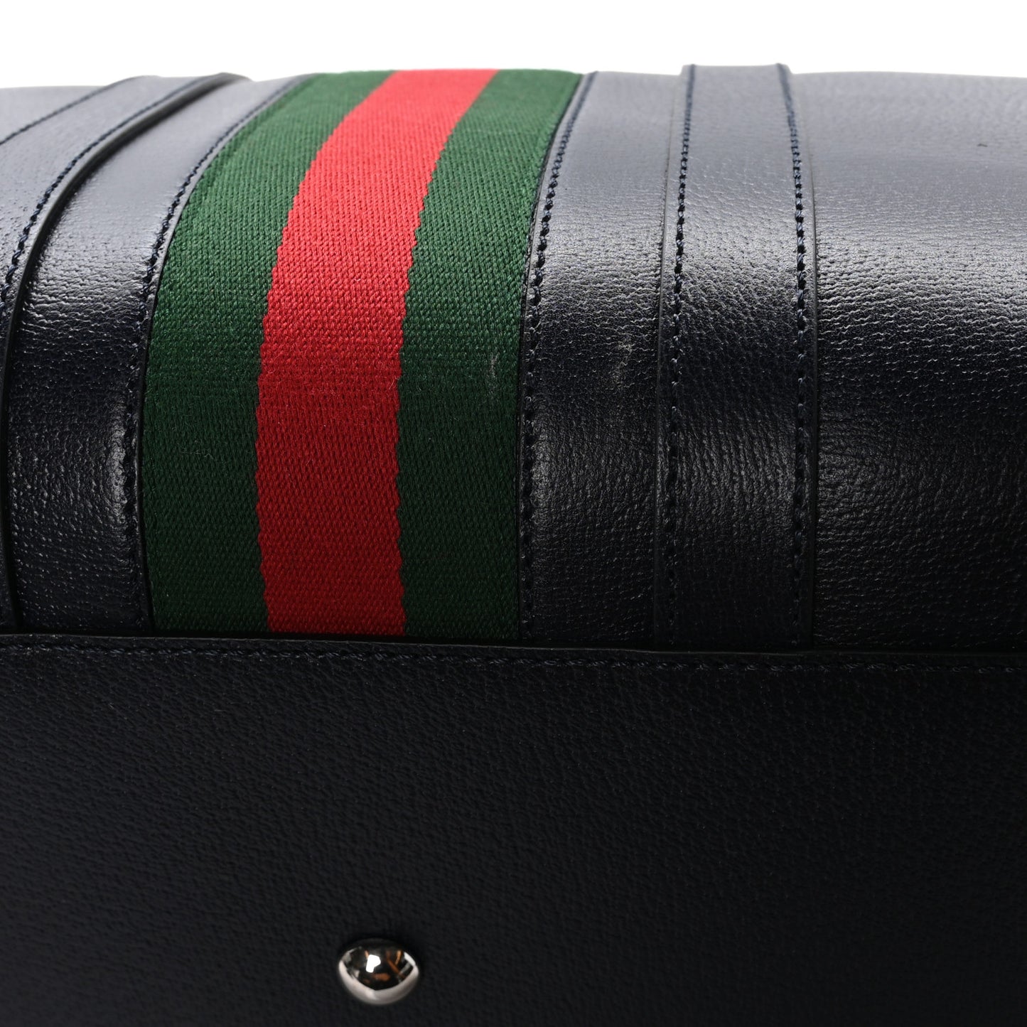 Textured Dollar Calfskin Web Medium Savoy Duffle Bag Black