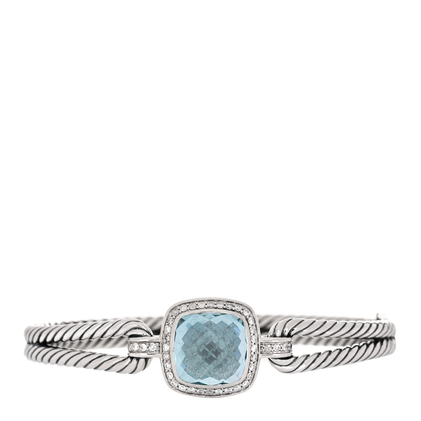 Sterling Silver Diamond Blue Topaz Albion Cable Bracelet