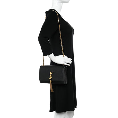 Saint Laurent Grain De Poudre Medium Classic Monogram Kate Tassel Satchel Black 2 of 11