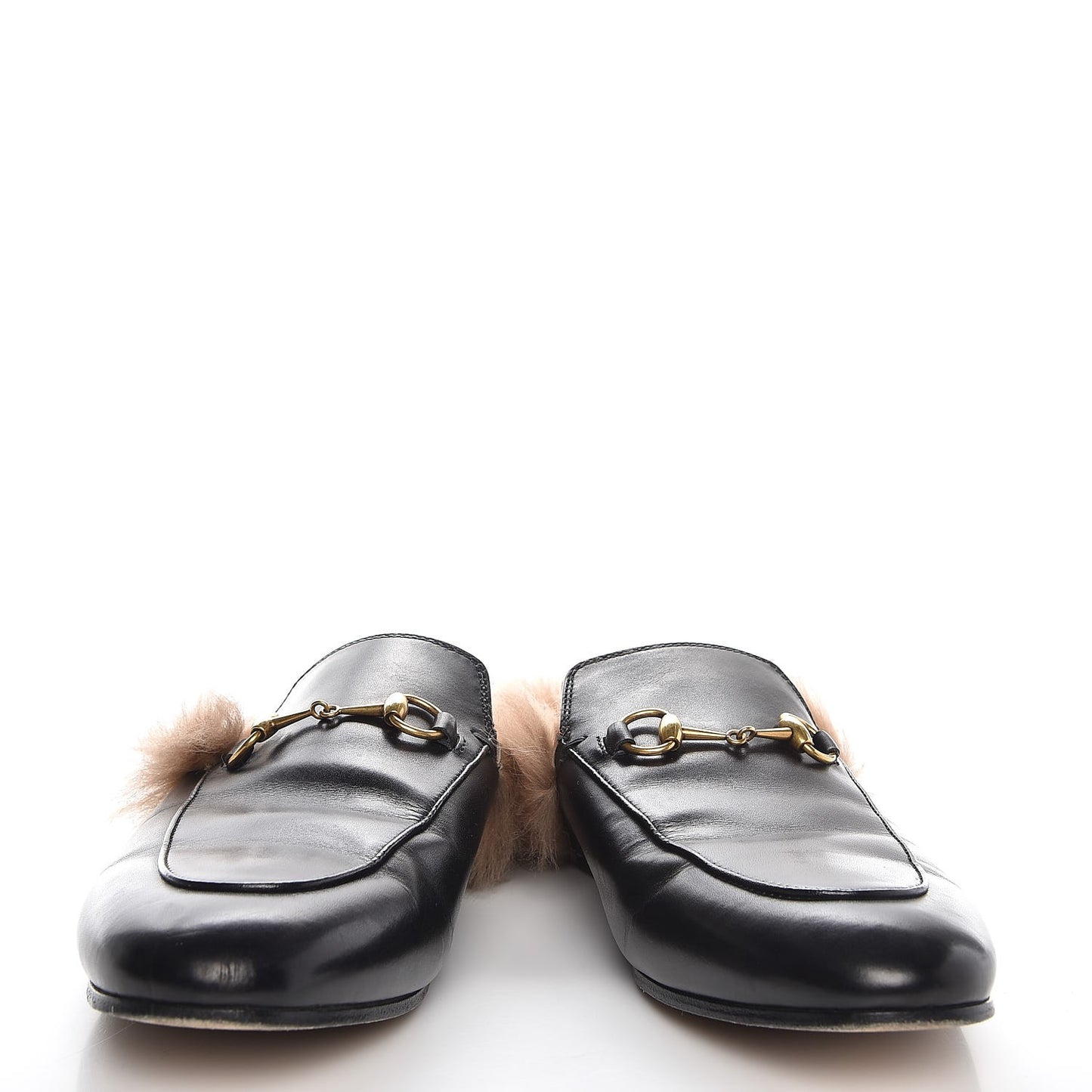 Calfskin Fur Womens Princetown Slippers 40 Black
