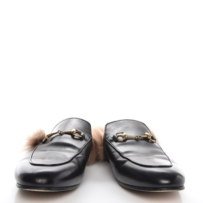 Gucci Calfskin Fur Womens Princetown Slippers 40 Black 5 of 9