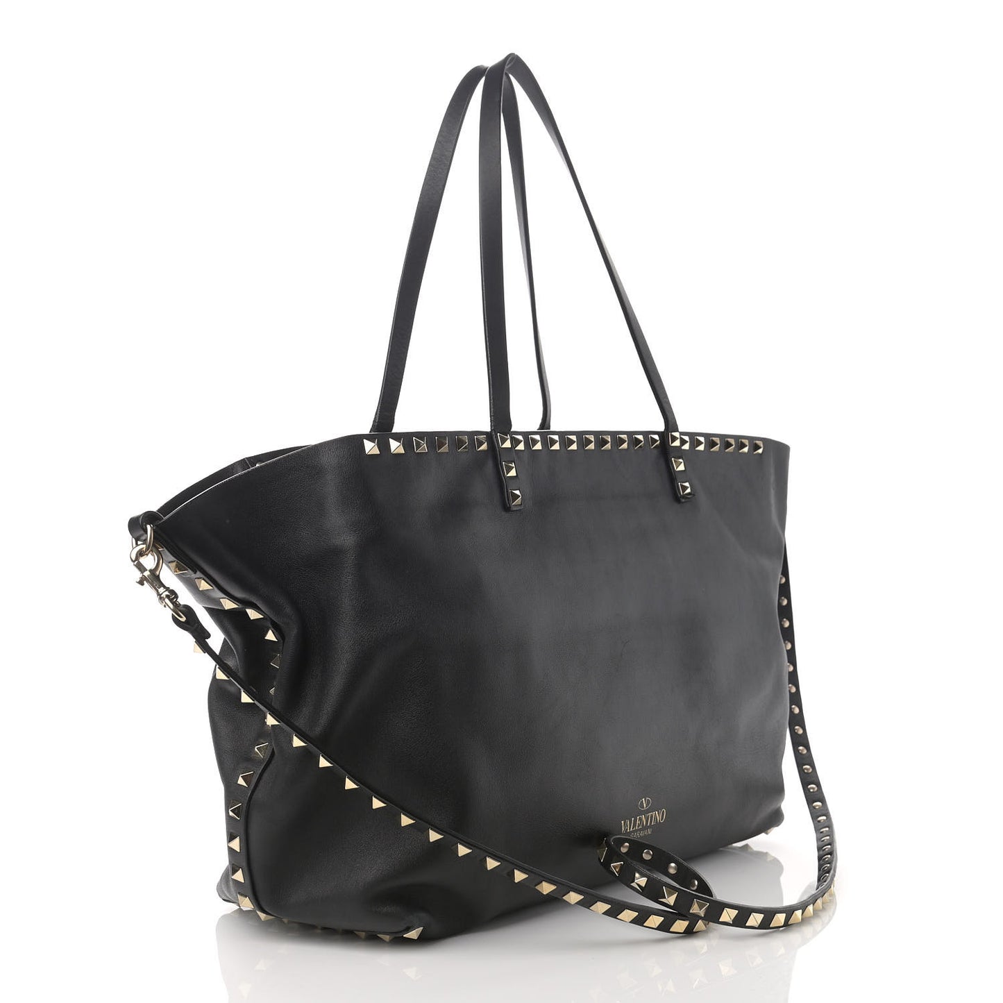 Vitello Rockstud Crossbody Tote Black