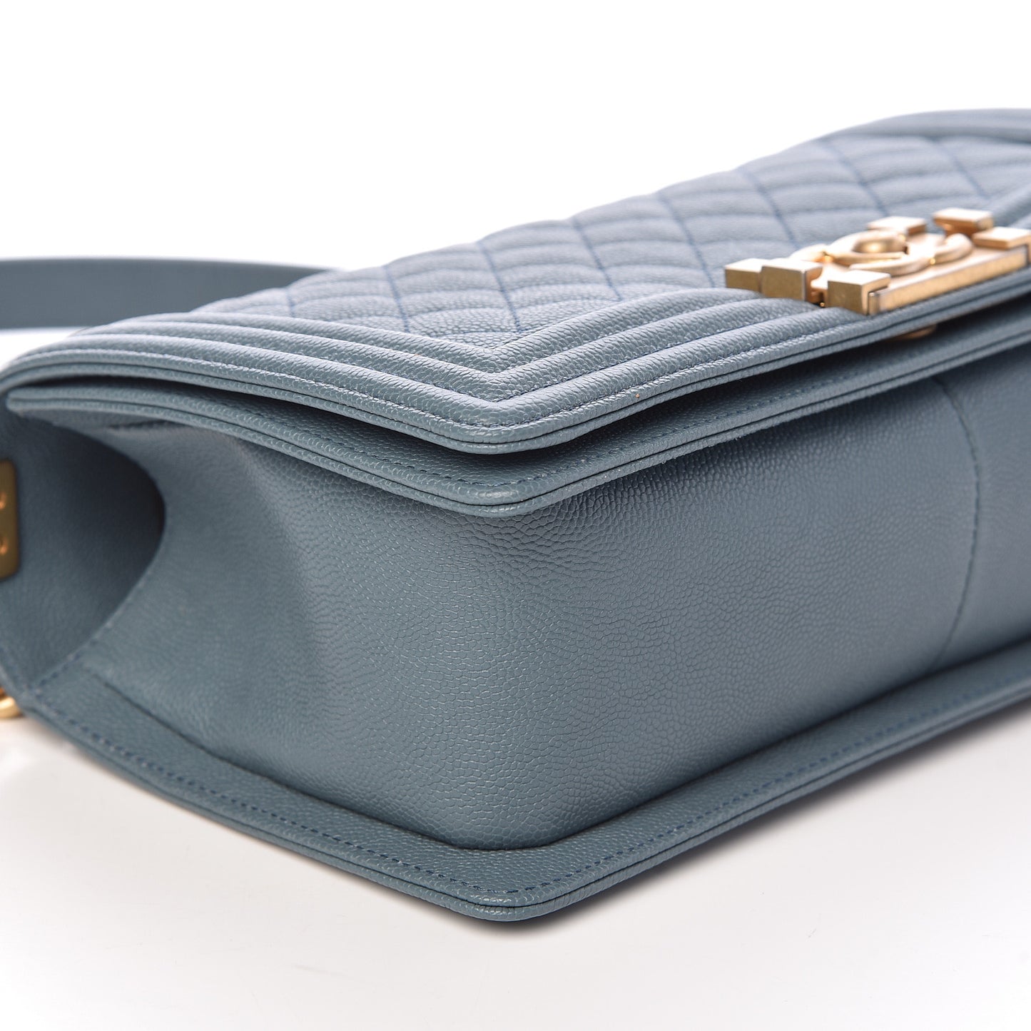 Caviar Quilted Medium Boy Flap Blue