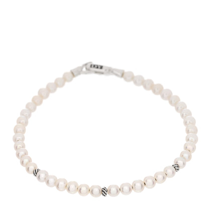 David Yurman Sterling Silver Pearl 4mm Bijoux Spiritual Beads Bracelet 1 of 3